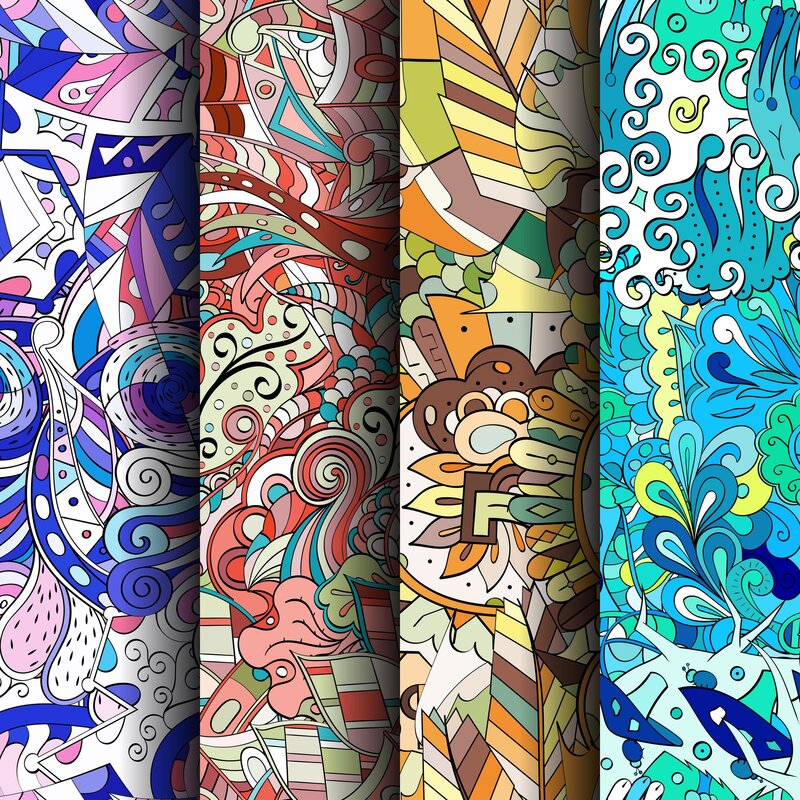 Four Abstract Patterns — Blue