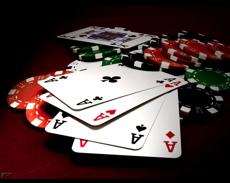 Four Aces and Poker Chips