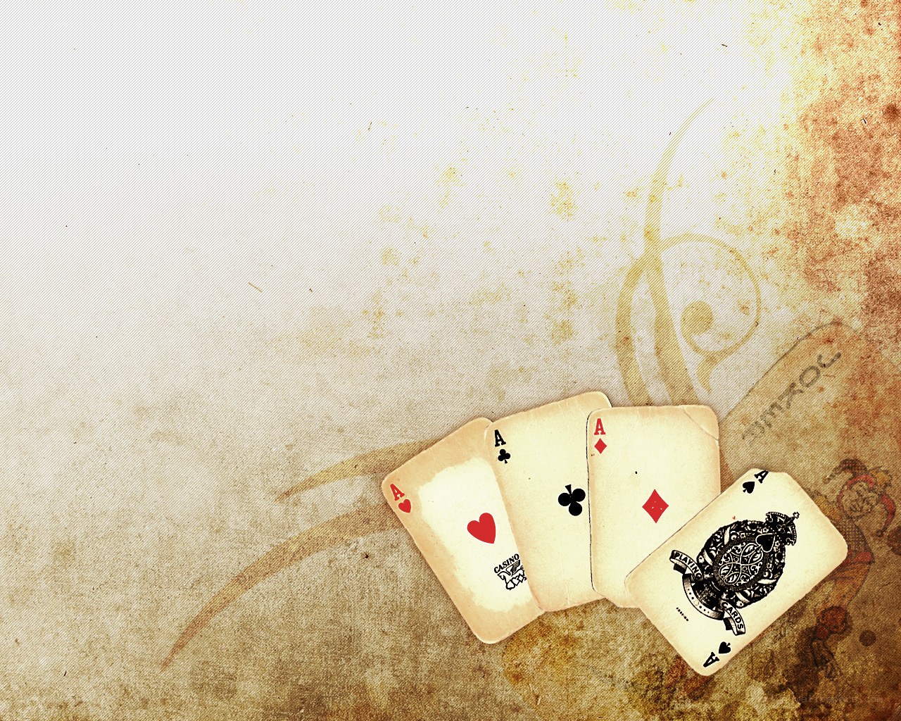 Four aces on vintage background