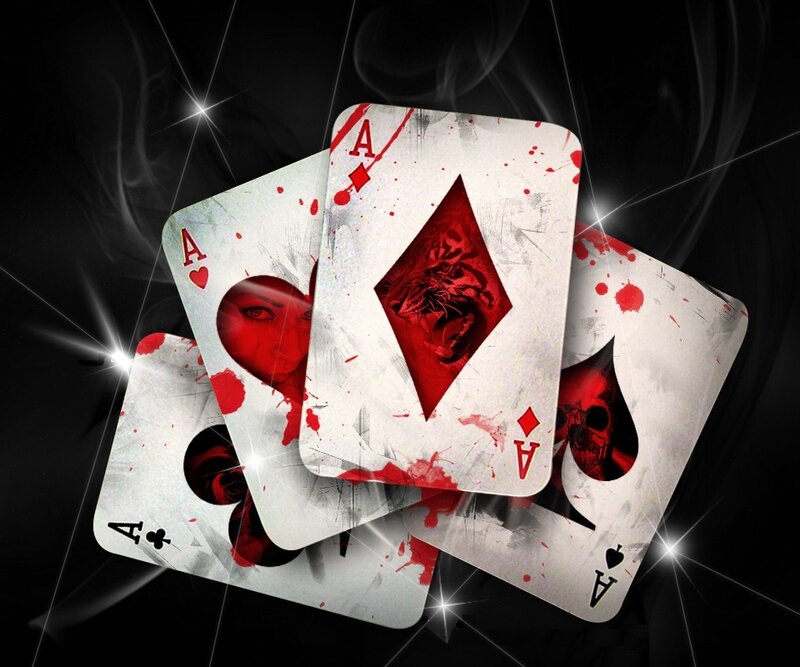 Four Aces Playing Cards — Black, Dark