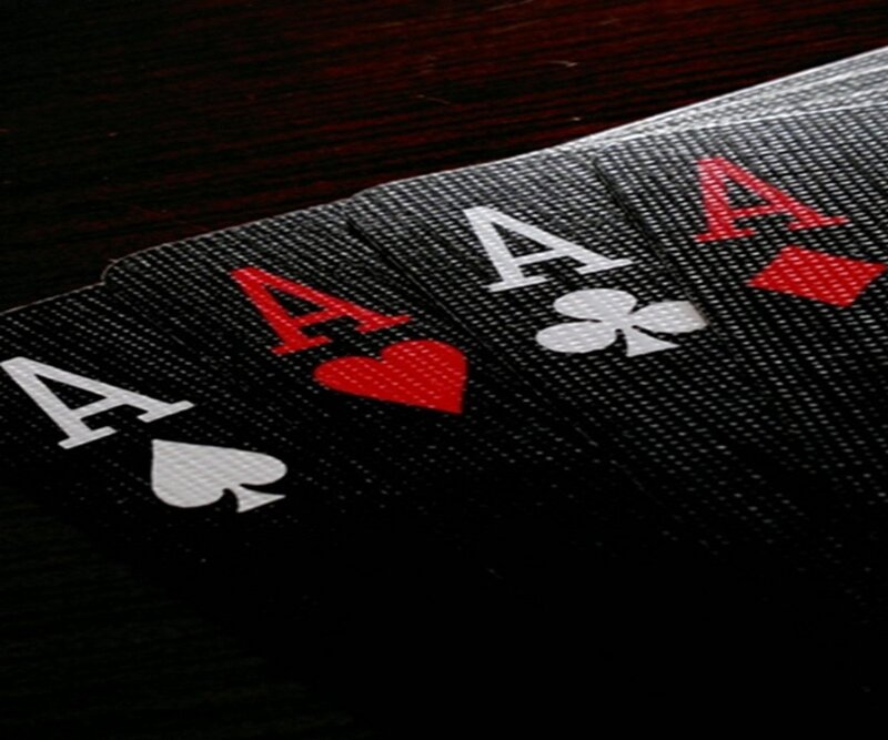 Four Aces Playing Cards — Black, Dramatic, Photograph, Table, Red, White