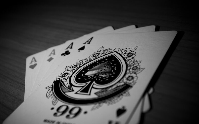 Four Aces Playing Cards — Black, Dramatic, Photograph, Table