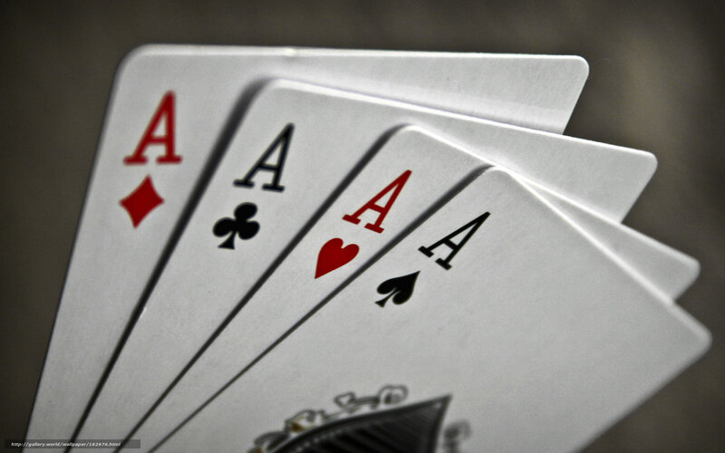 Four Aces Playing Cards — White, Neutral, Photograph, Diamonds, Clubs