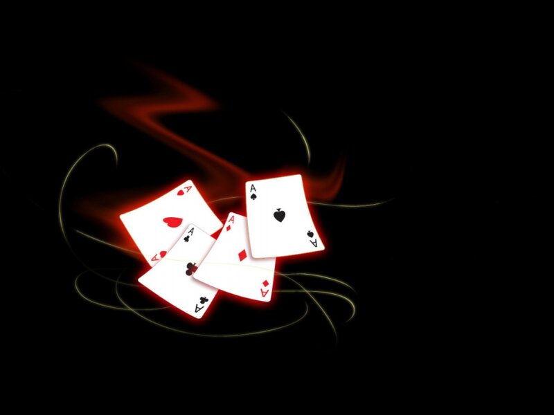 Four aces with glowing effect