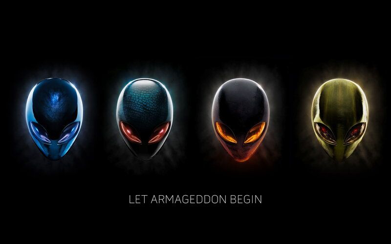Four Alien Heads — Black, Dramatic, Digital Art, Alien Head