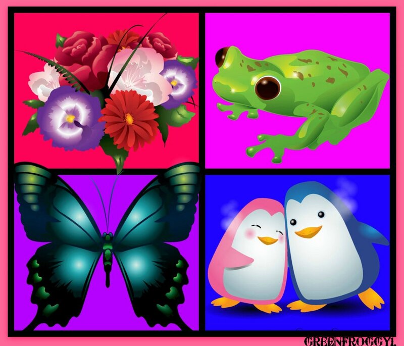 Four Animals and Flowers