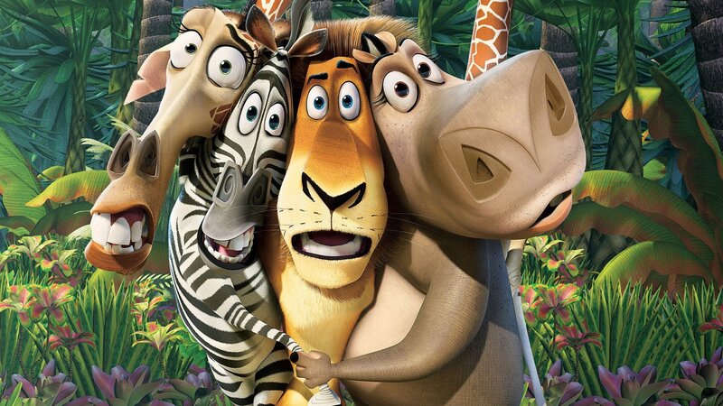 Four Animated Animals Hugging