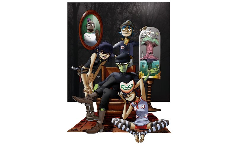 Four Animated Band Members — Black