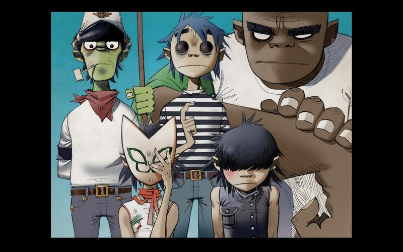 Four Animated Band Members — Blue