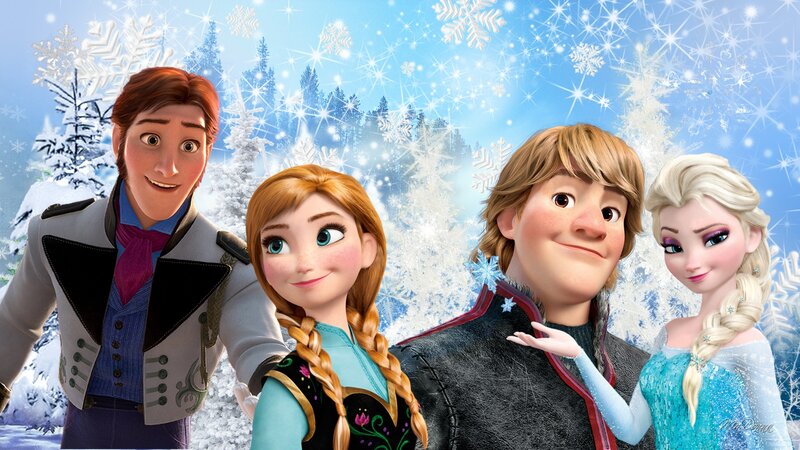 Four Animated Characters — Blue, Festive