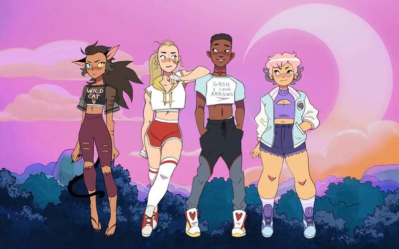 Four Animated Characters — Pink
