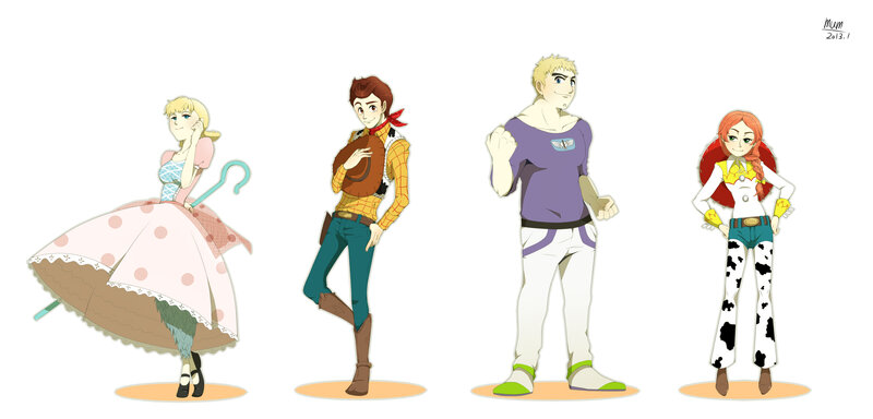 Four Animated Characters — White