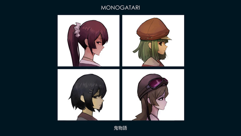 Four Anime Character Portraits — Brown