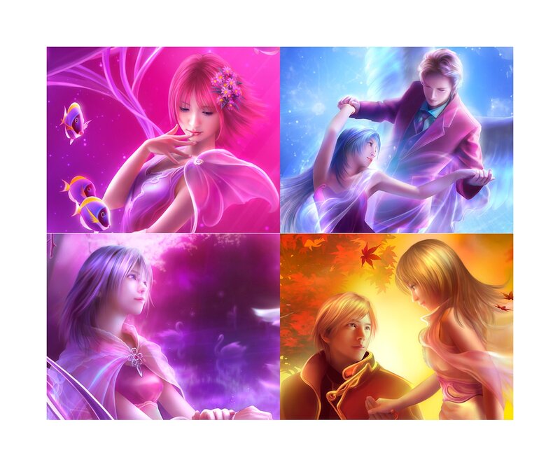 Four Anime Character Scenes