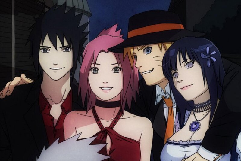 Four Anime Characters — Black, Casual