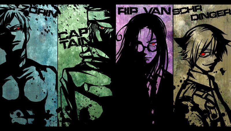 Four Anime Characters — Black, Dark, Dramatic