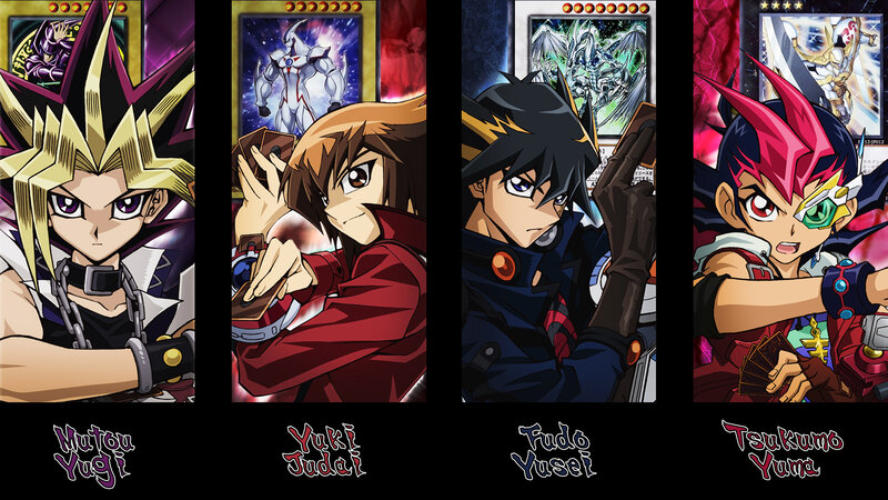 Four Anime Characters — Black, Dramatic, Cards