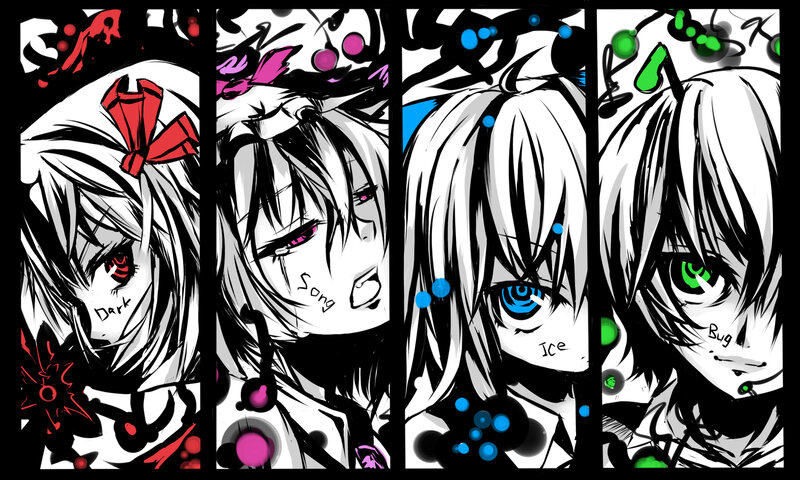 Four Anime Characters — Black, Dramatic, Eyes