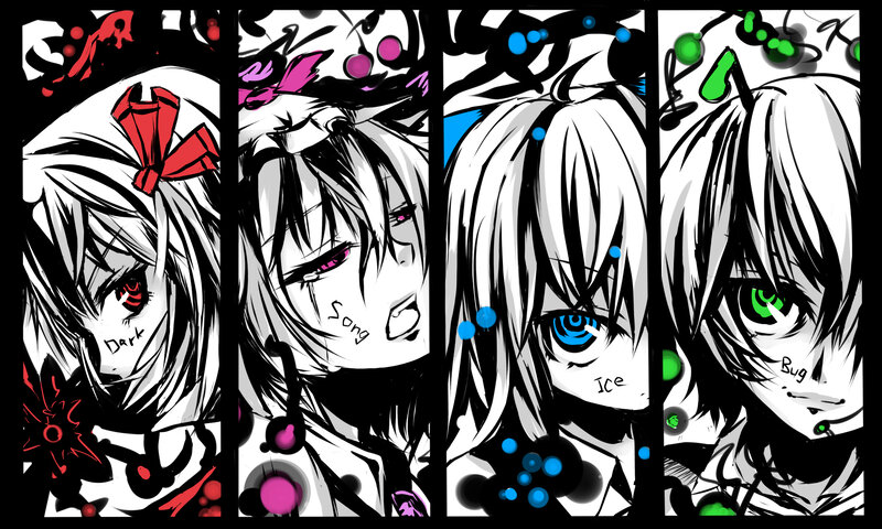 Four Anime Characters — Black, Dramatic, Manga, Eyes