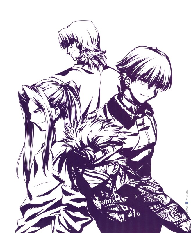 Four Anime Characters — Black, Dramatic, Manga, Manga Art