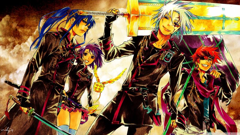 Four Anime Characters — Black, Dramatic, Manga, Swords, Magic