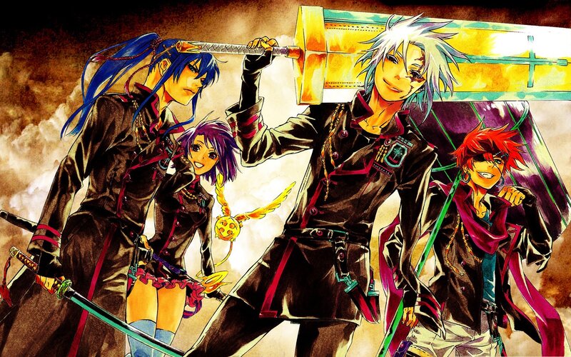 Four Anime Characters — Black, Dramatic, Manga, Swords