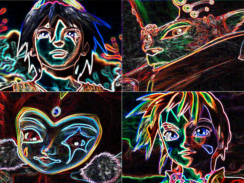 Four Anime Characters — Black, Dramatic, Night, Digital Art, Link