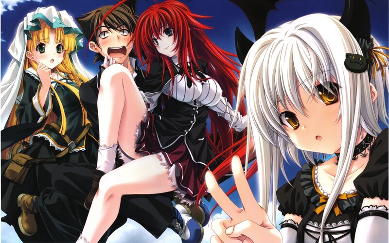 Four Anime Characters — Black, Dramatic, Night, Manga