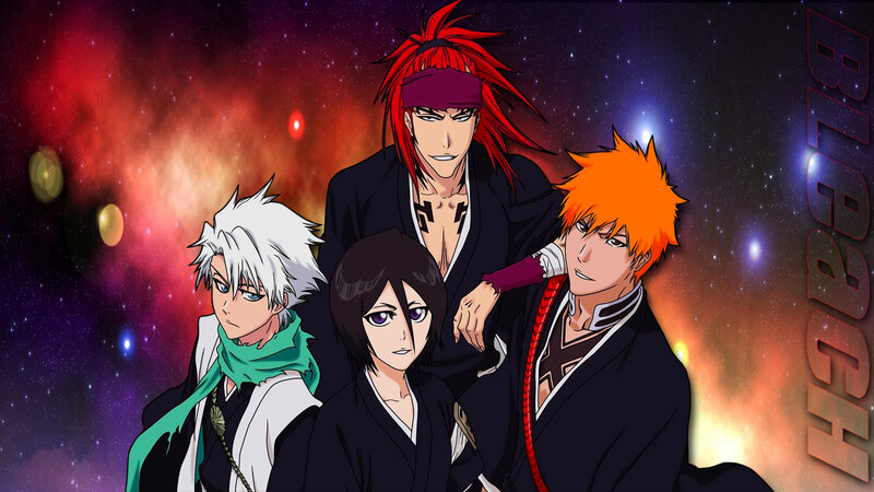 Four Anime Characters — Black, Dramatic, Night, Space