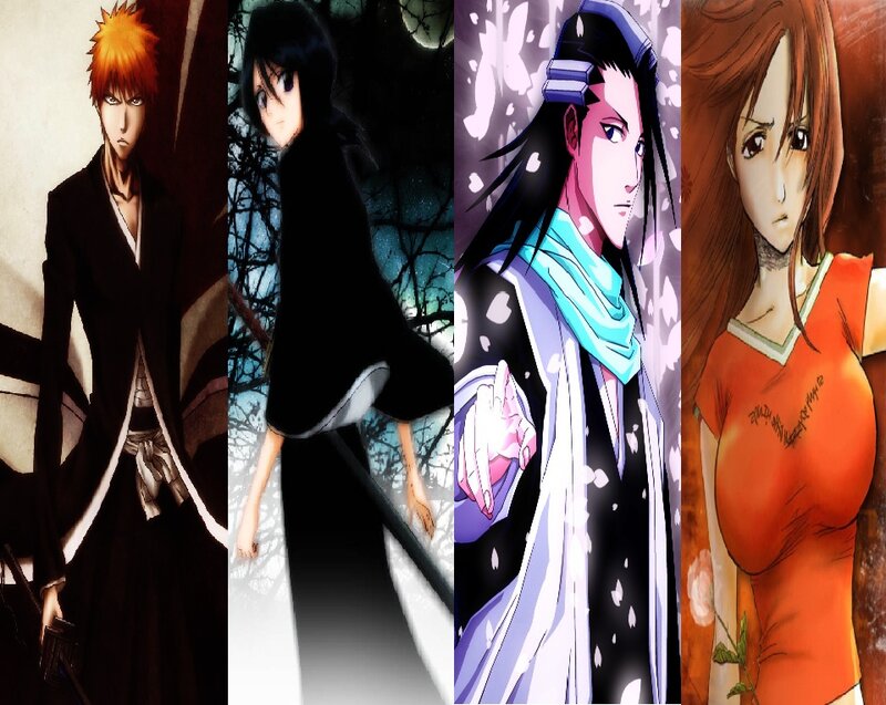 Four Anime Characters — Black, Dramatic, Night, Swords, Cloaks