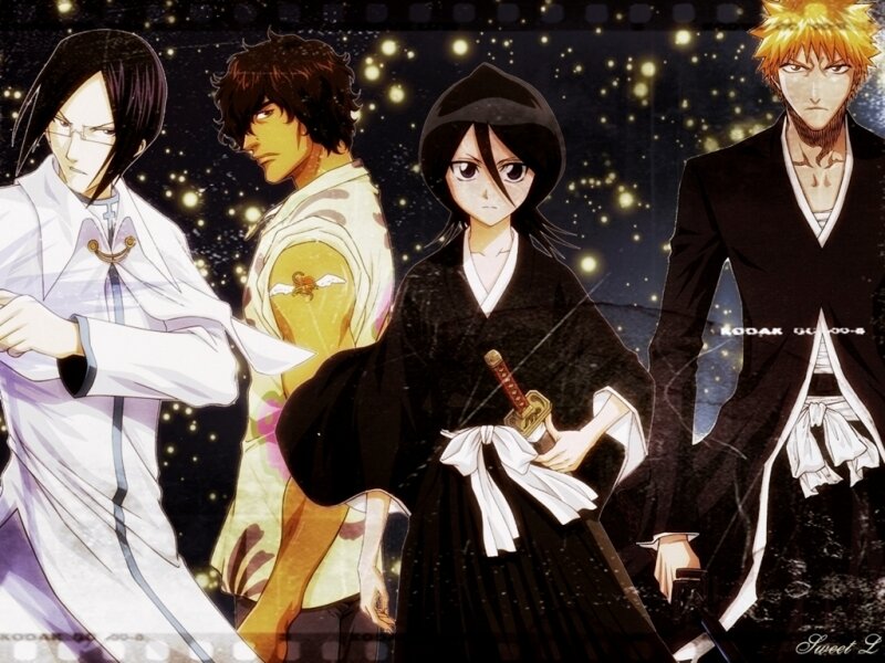 Four Anime Characters — Black, Dramatic, Night, Swords