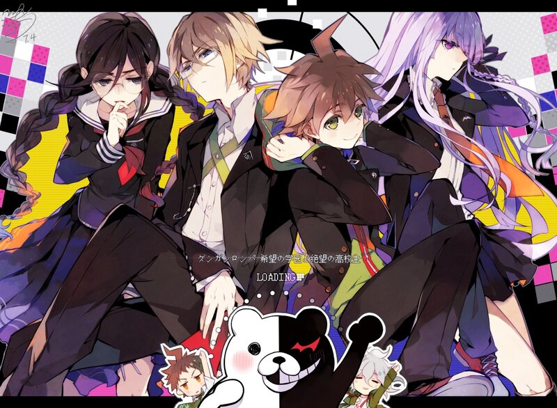 Four Anime Characters — Black, Dramatic, School Uniforms