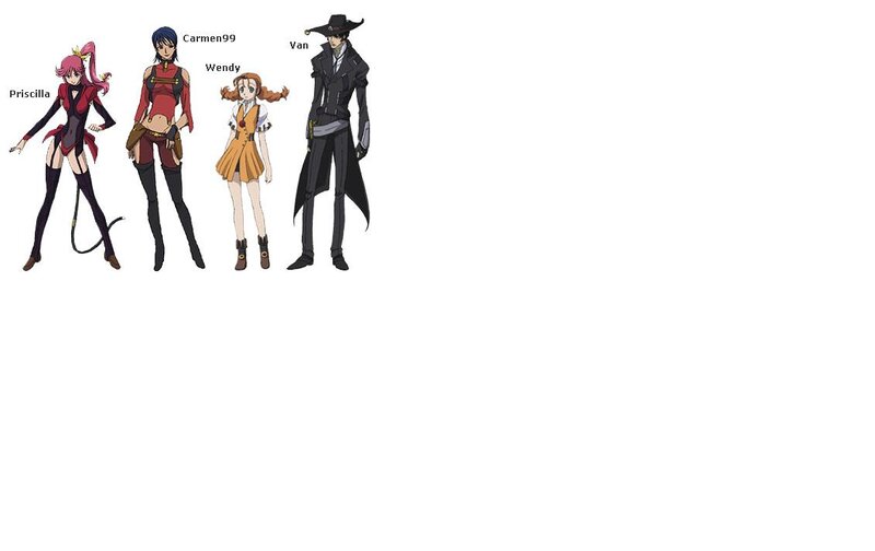 Four Anime Characters — Black, Neutral, Clothing