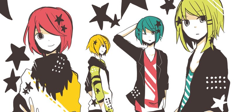 Four Anime Characters — Black, Playful, Manga