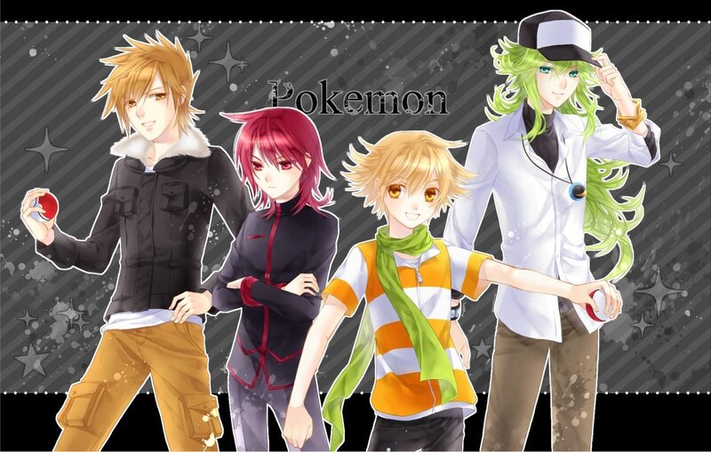 Four Anime Characters — Black, Playful