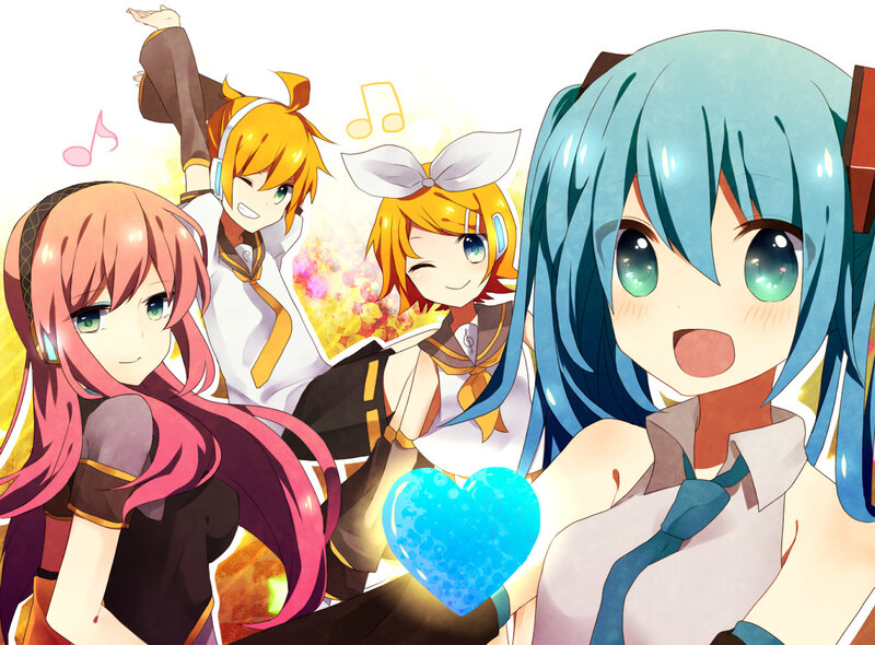 Four Anime Characters — Blue, Cheerful