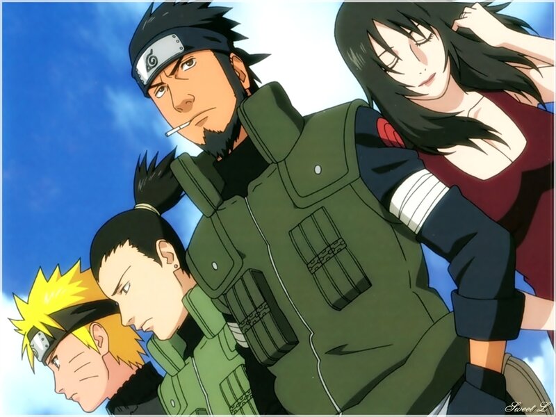 Four Anime Characters — Blue, Dramatic, Afternoon