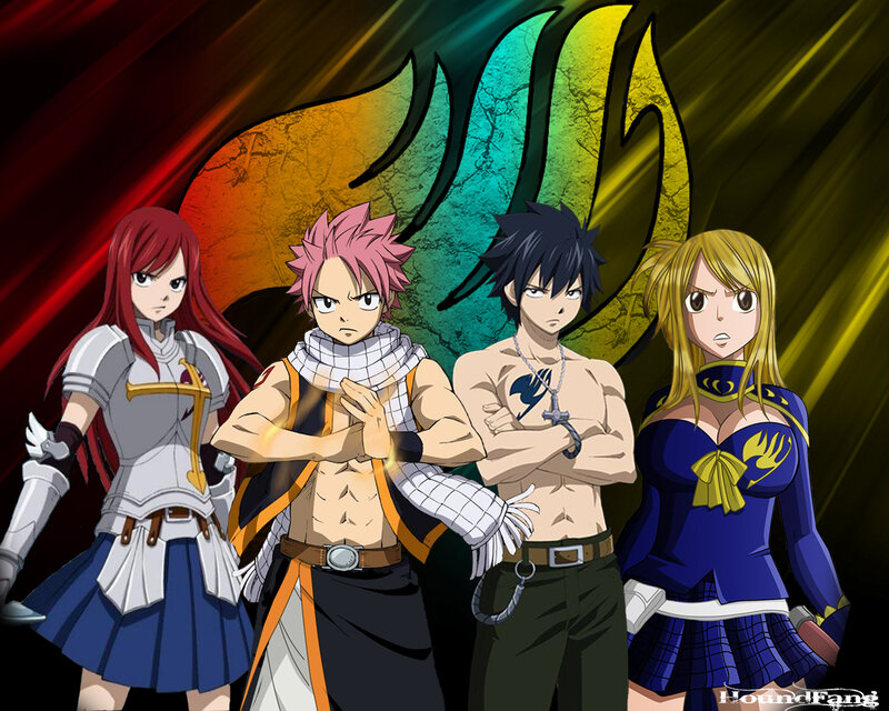 Four Anime Characters — Blue, Dramatic, Fire Symbol