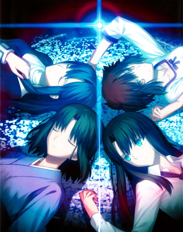 Four Anime Characters — Blue, Dramatic, Night, Blue Light
