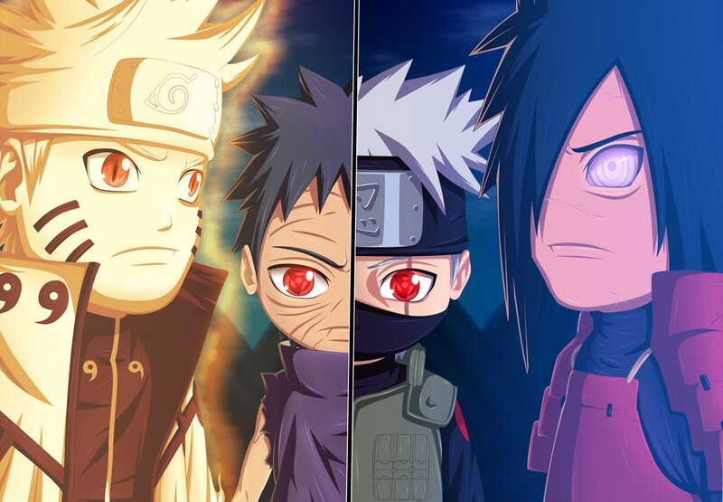 Four Anime Characters — Blue, Dramatic, Night, Chakra