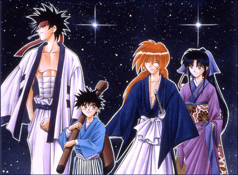 Four Anime Characters — Blue, Dramatic, Night, Stars, Swords