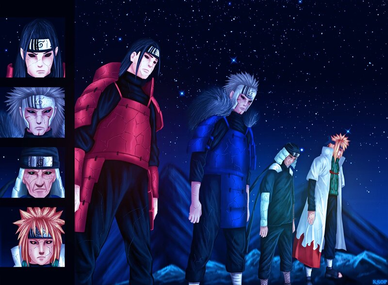 Four Anime Characters — Blue, Dramatic, Night, Stars