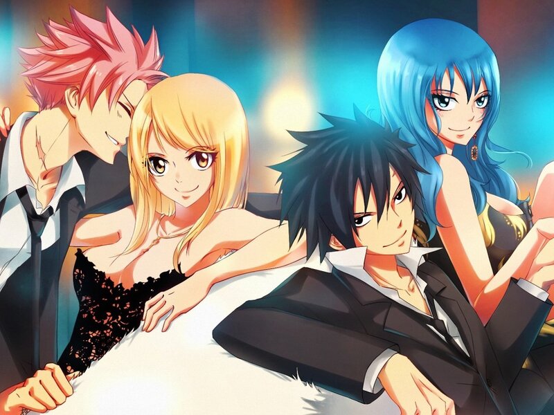 Four Anime Characters — Blue, Dramatic, Night, Suits
