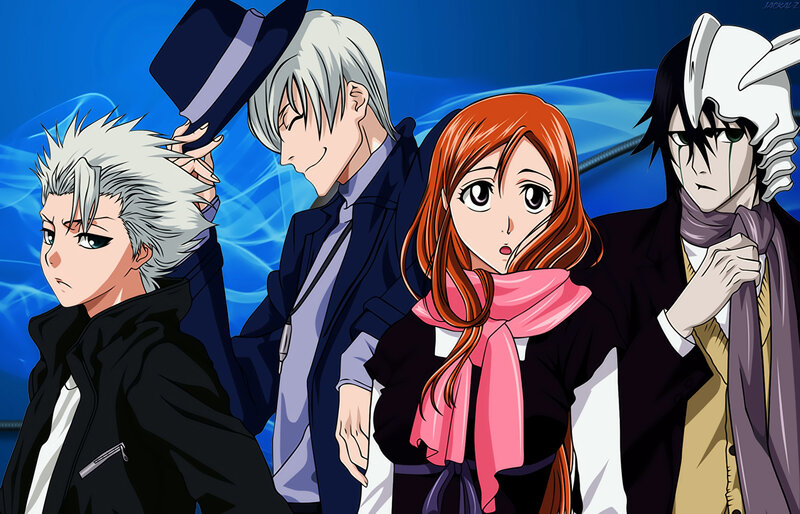 Four Anime Characters — Blue, Dramatic, Scarf