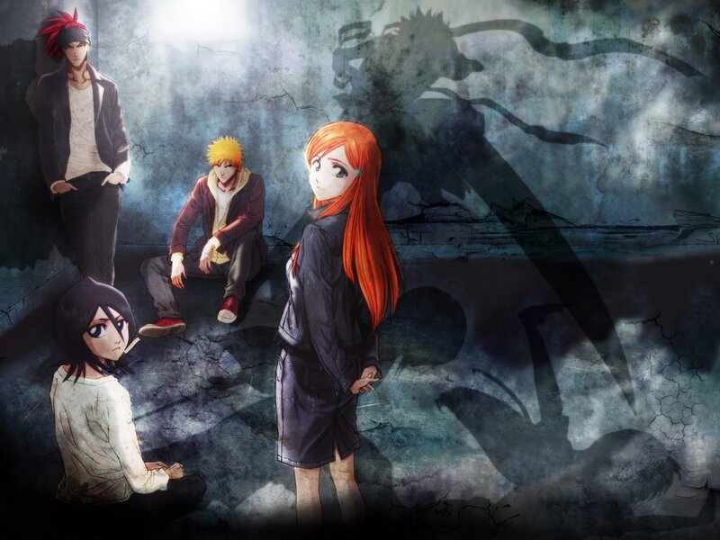 Four Anime Characters — Blue, Dramatic, Shadow