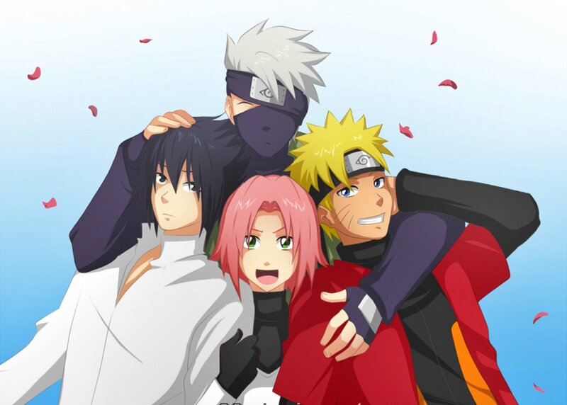 Four Anime Characters — Blue, Friendly
