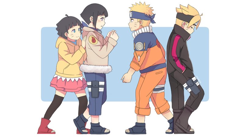 Four Anime Characters — Blue, Neutral, Digital Art