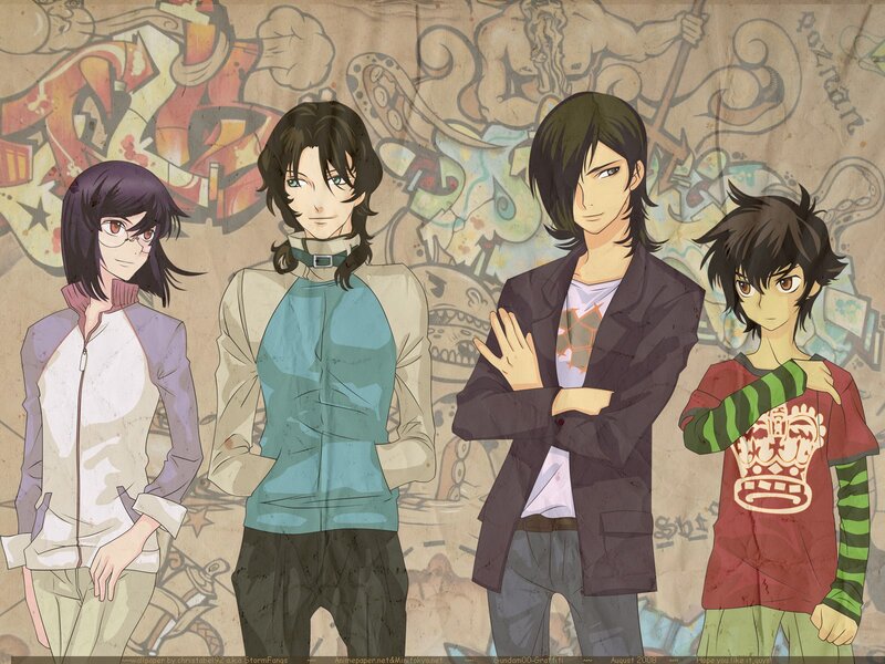 Four Anime Characters — Brown, Confident
