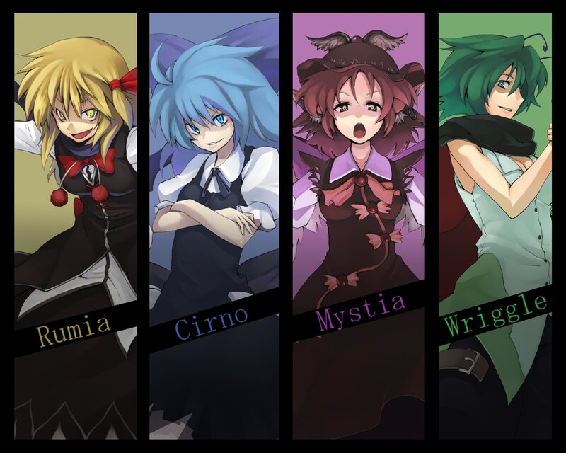 Four anime characters from Touhou Project
