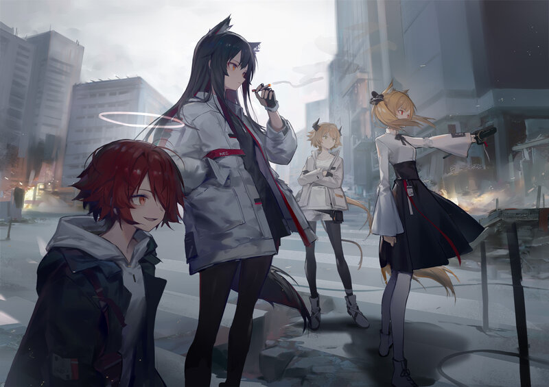 Four Anime Characters — Gray, Dramatic